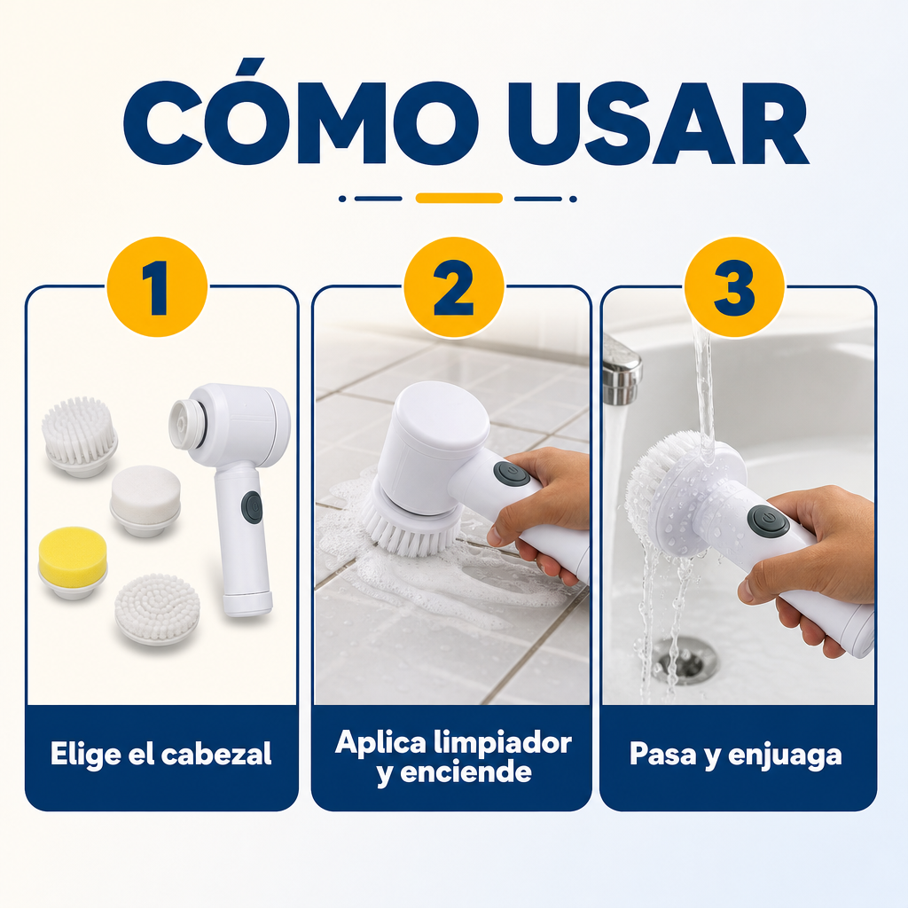 Cepillo Eléctrico de Limpieza para Baño y Cocina