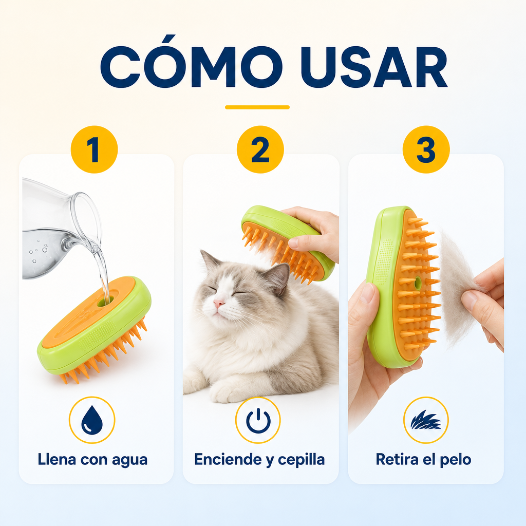 Cepillo de Vapor para Mascotas Atrapa Pelo