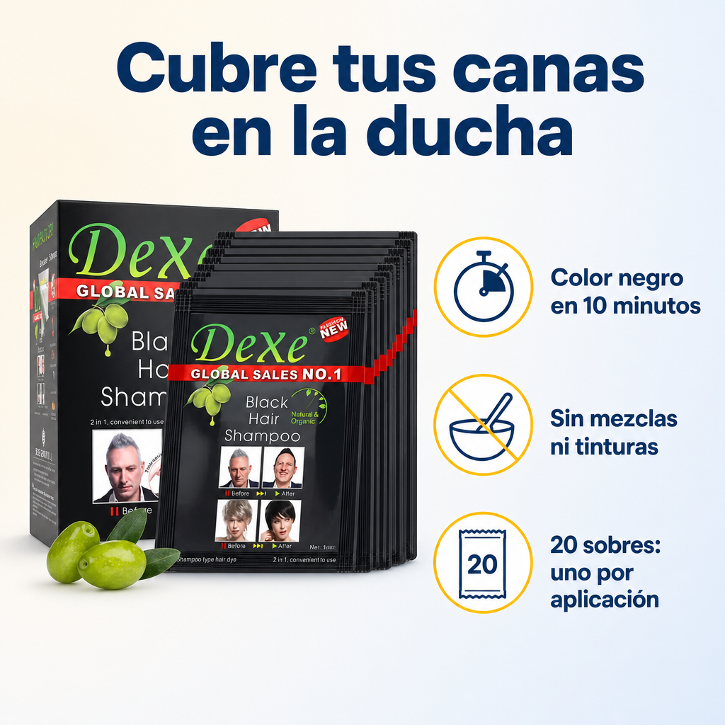Pack 2 Cajas Shampoo Cubre Canas Orgánico Dexe (20 sobres)