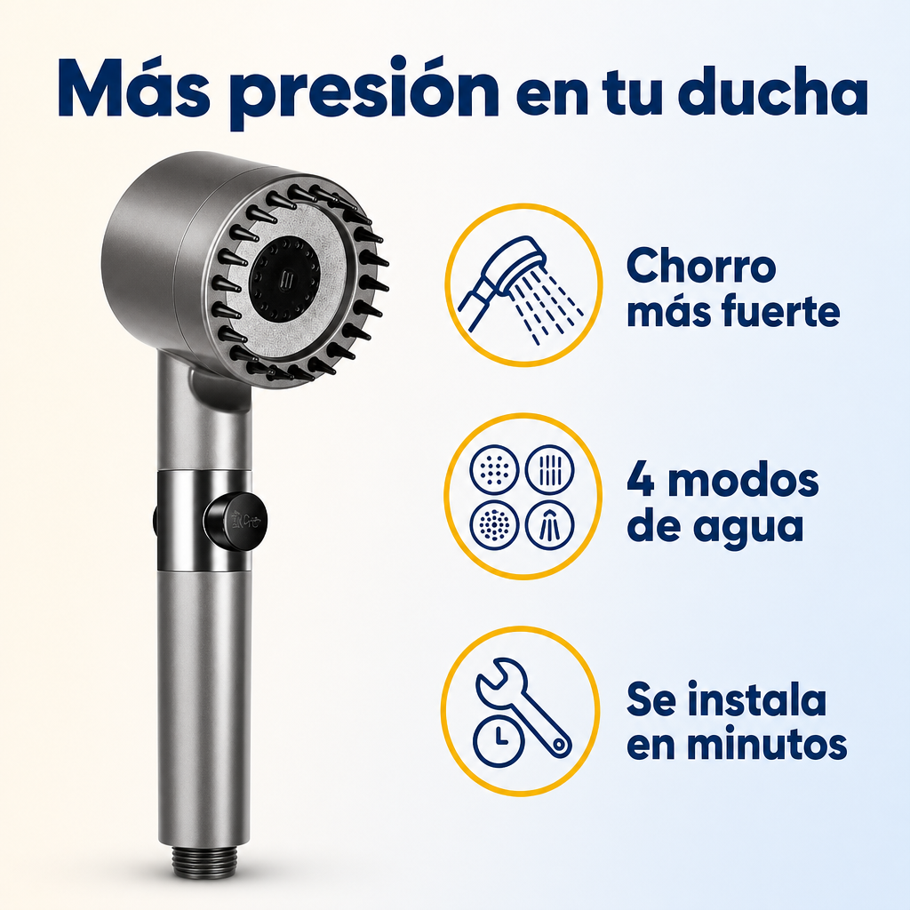 Ducha de Alta Presión 4 en 1 con Masaje
