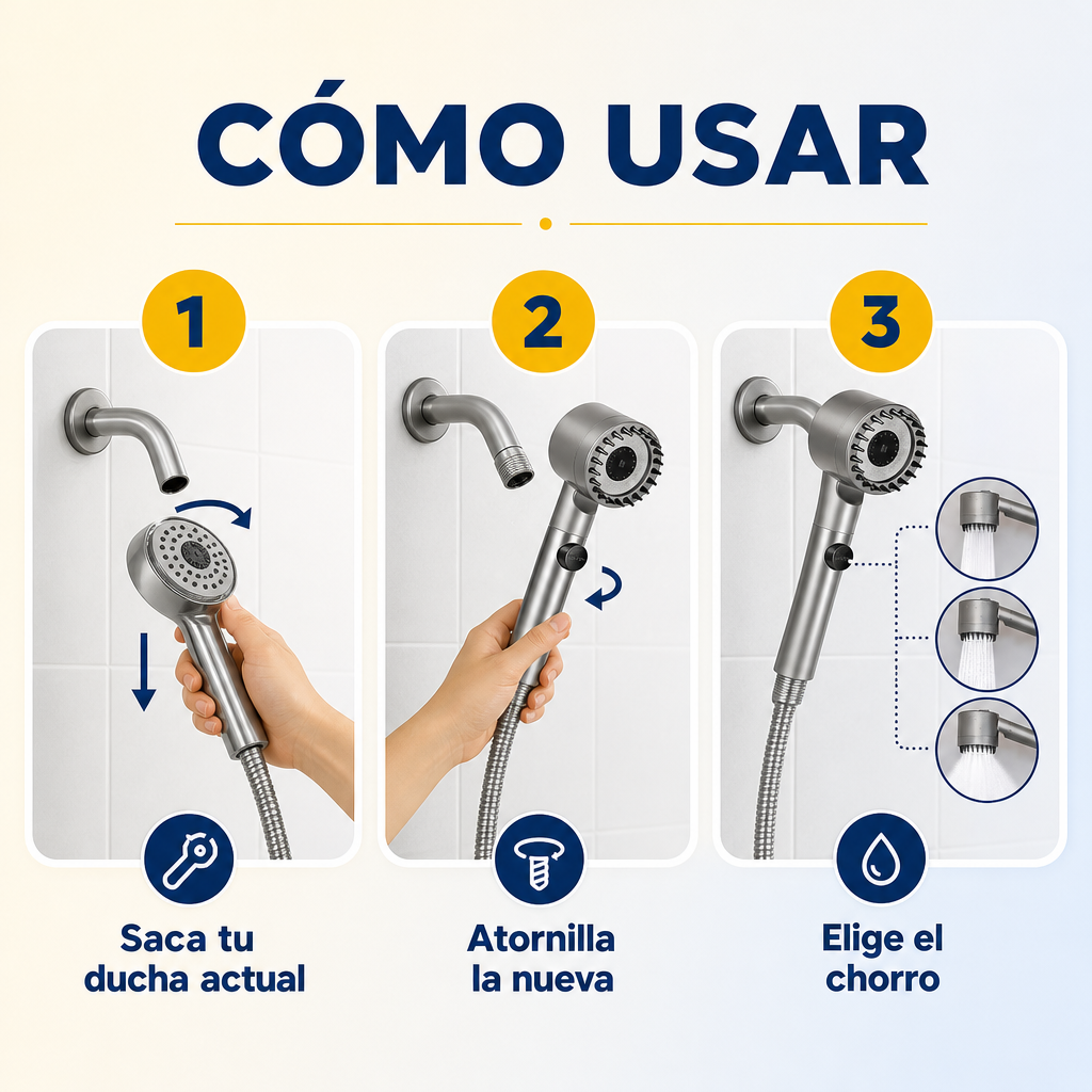 Ducha de Alta Presión 4 en 1 con Masaje