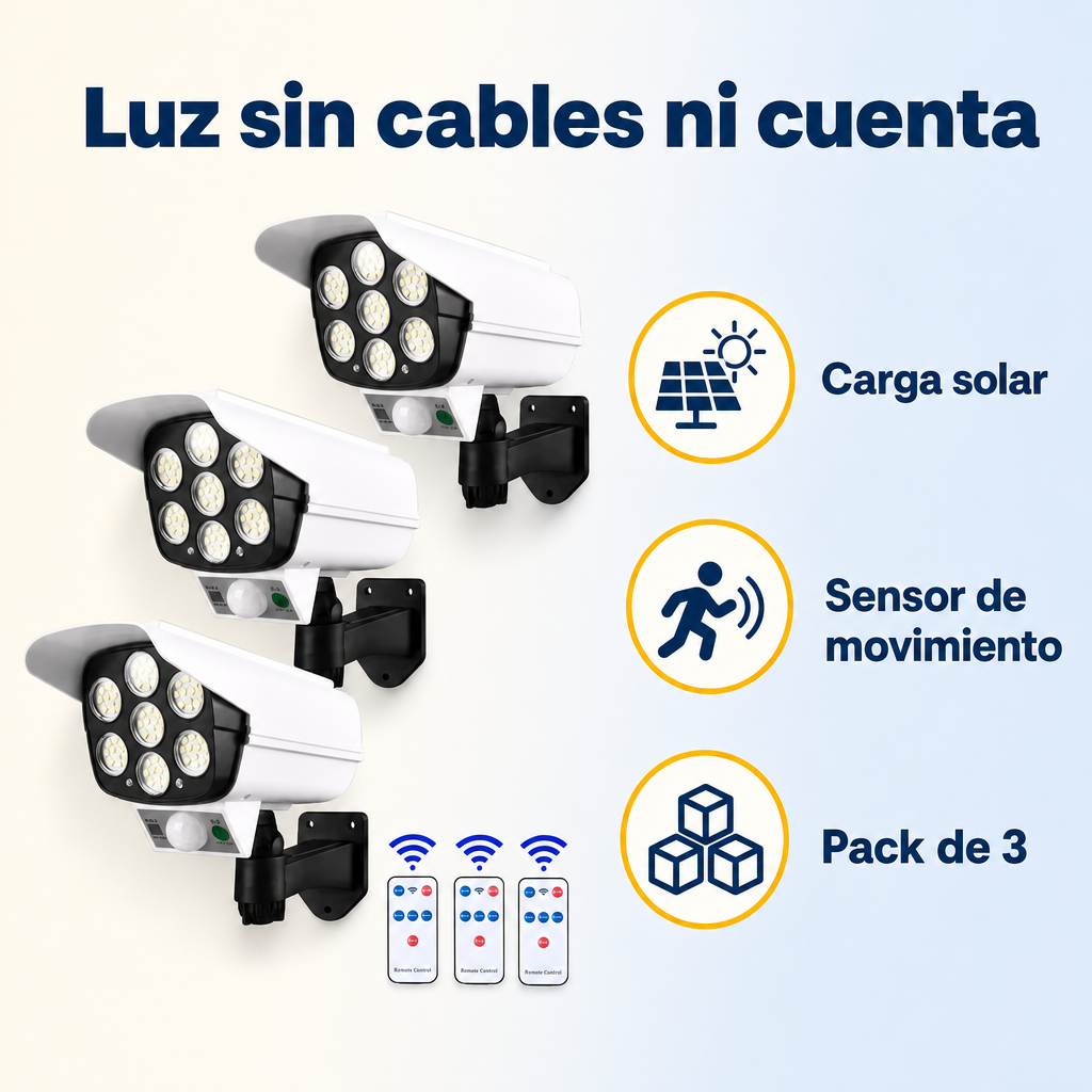 Pack 3 Focos Solares con Sensor de Movimiento