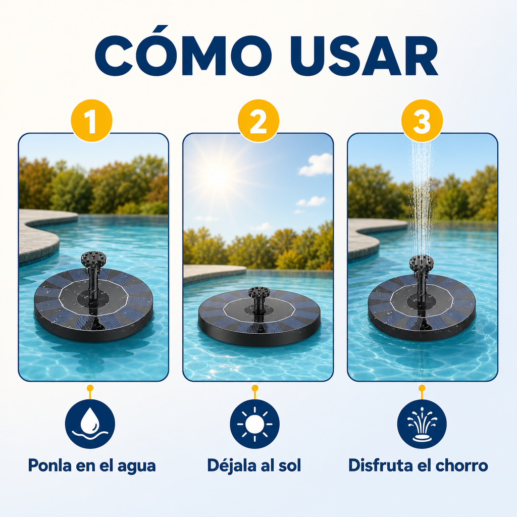 Fuente de Agua Solar Flotante para Piscina