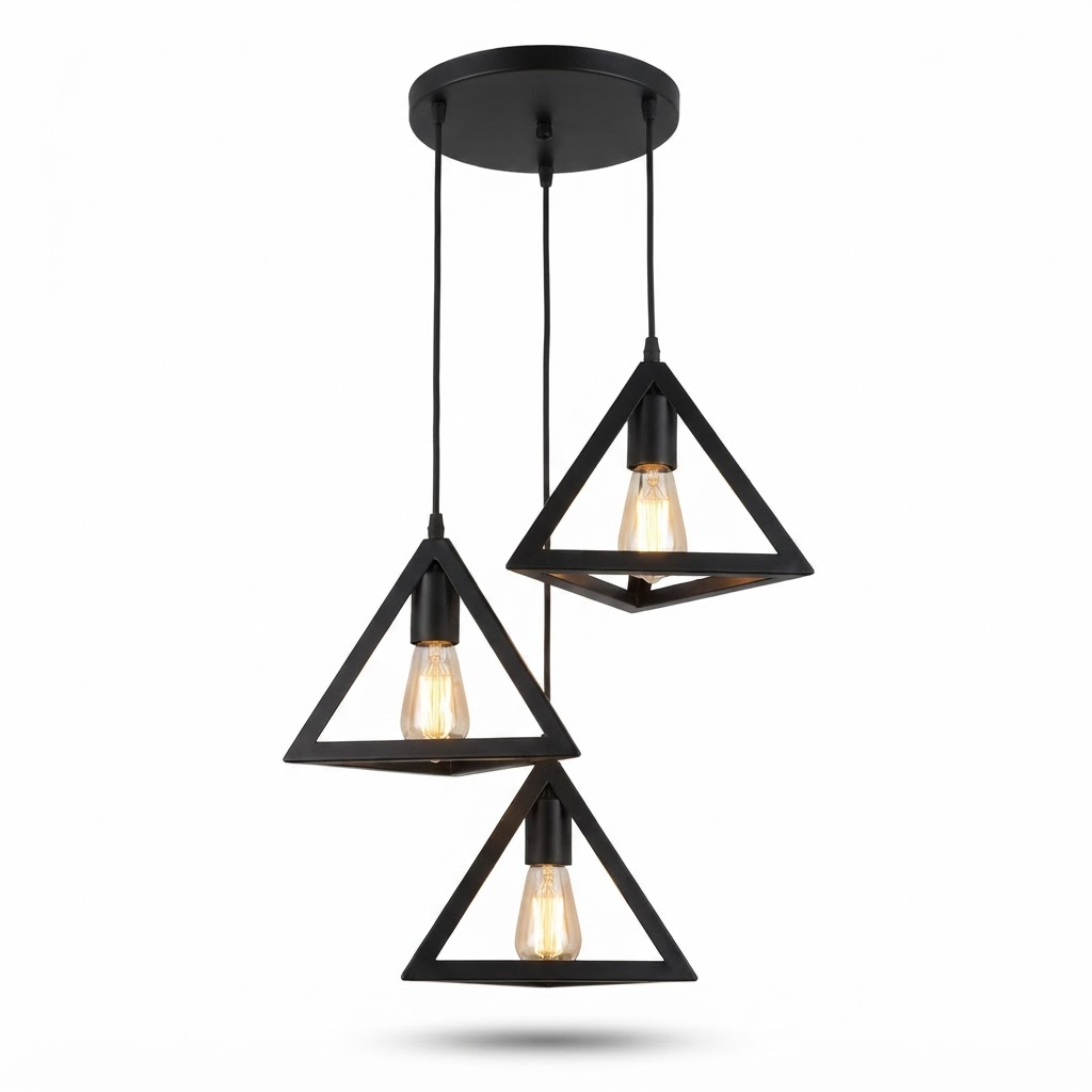 Lámpara Colgante Industrial Triángulo 3 Luces