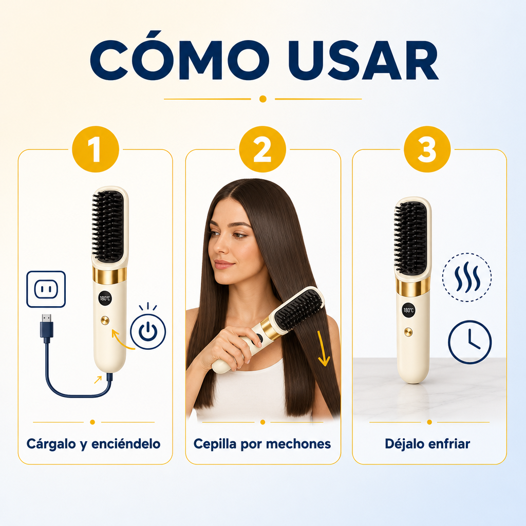 Cepillo Alisador Inalámbrico Portátil