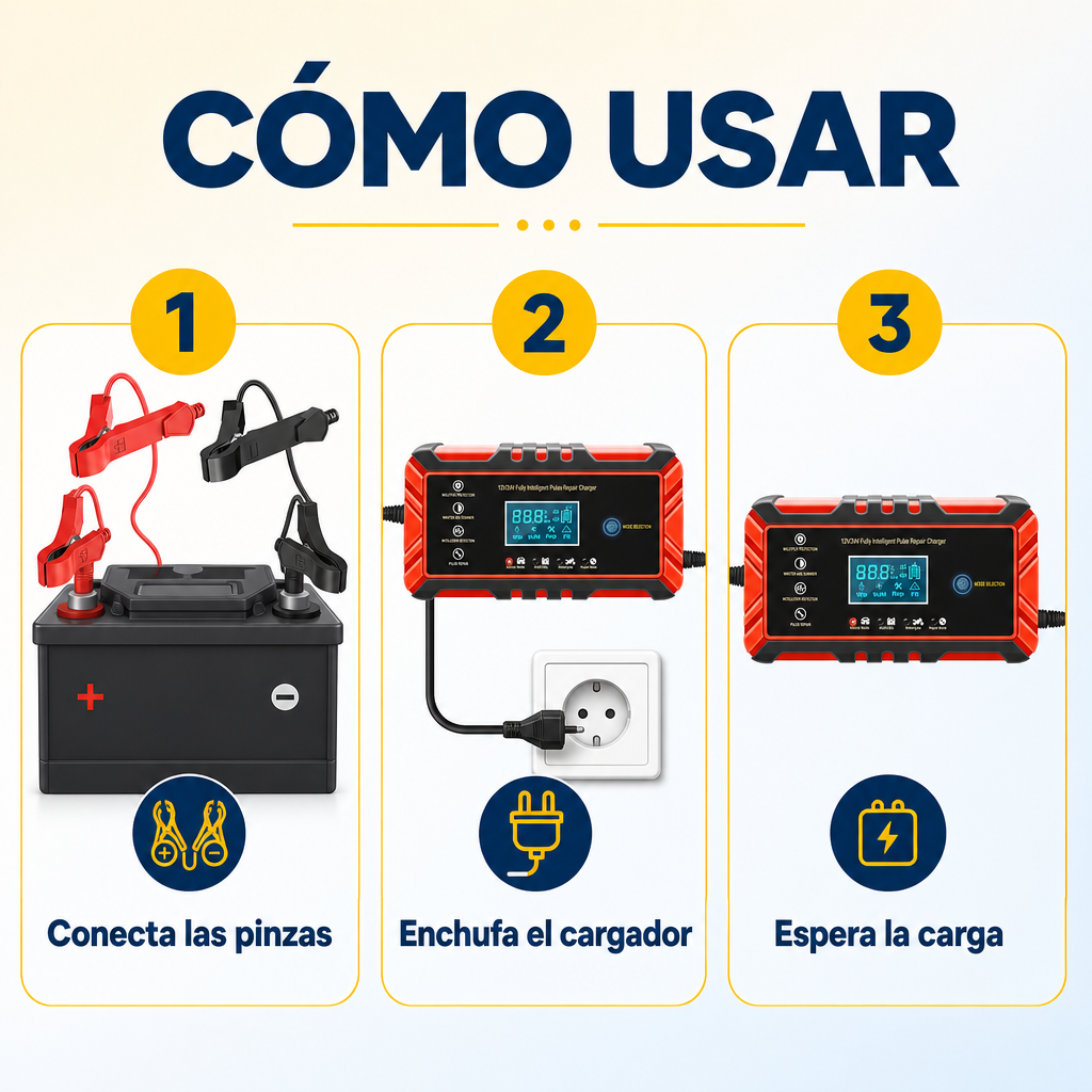 Cargador Inteligente de Batería para Auto 12V
