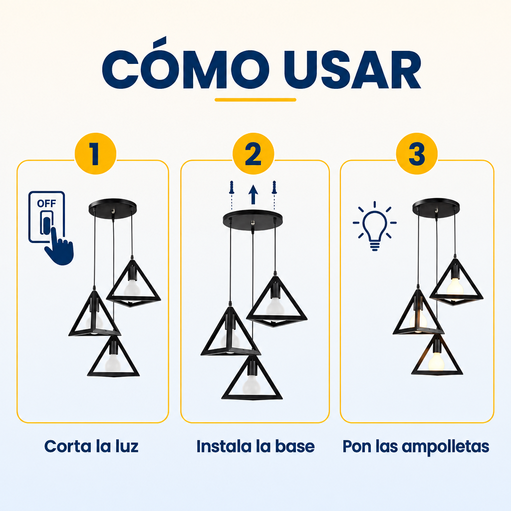 Lámpara Colgante Industrial Triángulo 3 Luces