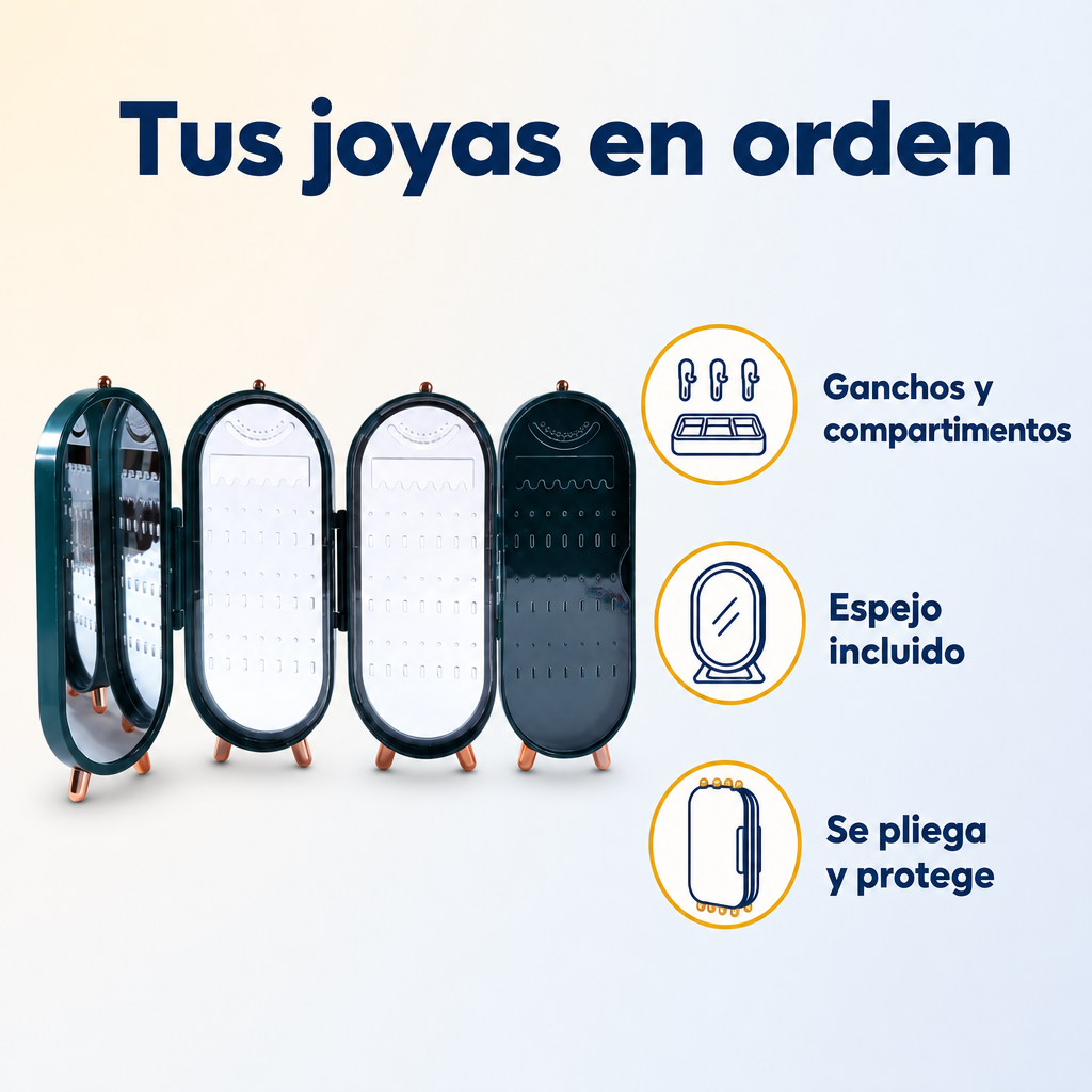 Joyero Organizador Plegable con Espejo