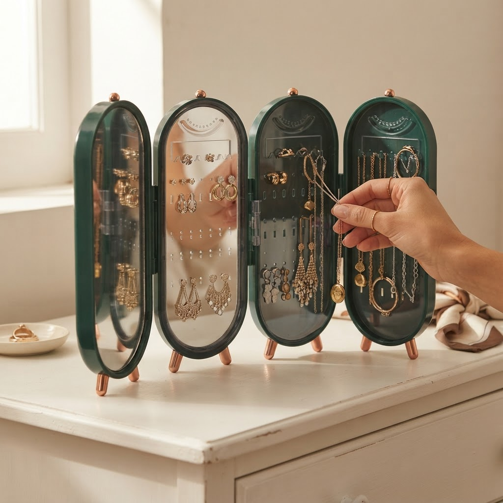Joyero Organizador Plegable con Espejo