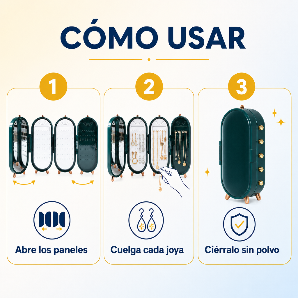 Joyero Organizador Plegable con Espejo