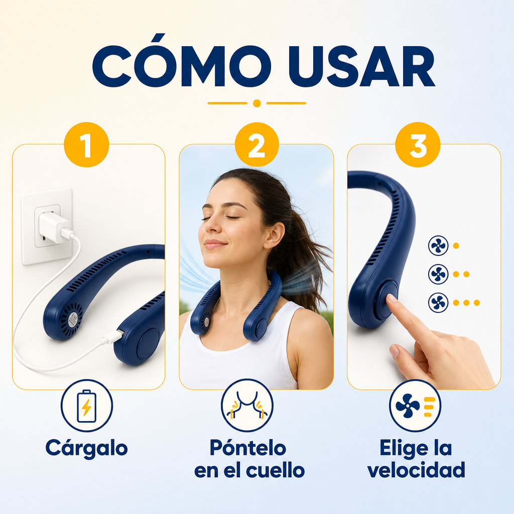 Ventilador de Cuello Recargable Manos Libres