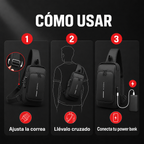 Bolso Antirrobo Cruzado con Puerto USB · Negro – cómo usar