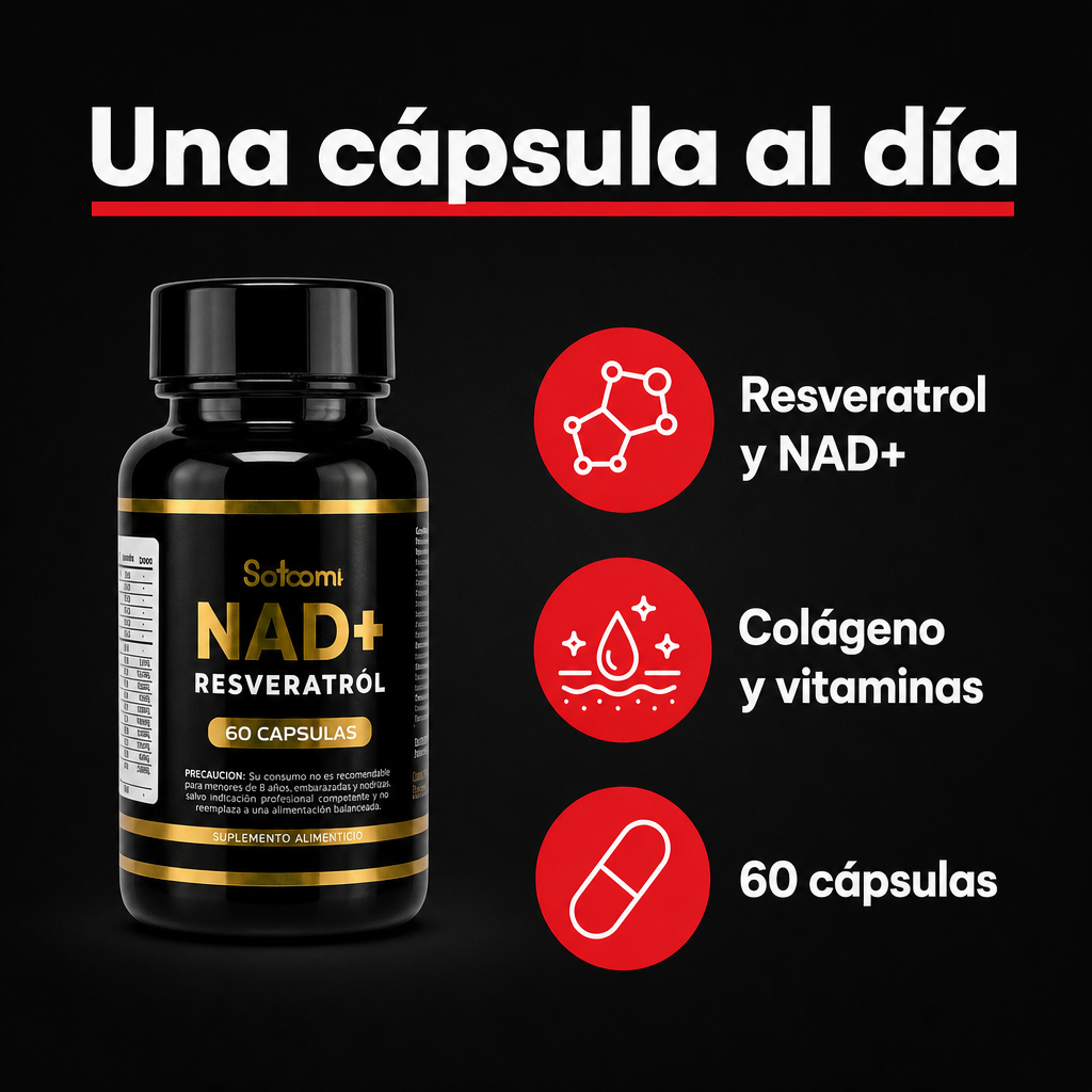 Resveratrol + NAD+ Satoomi · 60 Cápsulas – beneficios