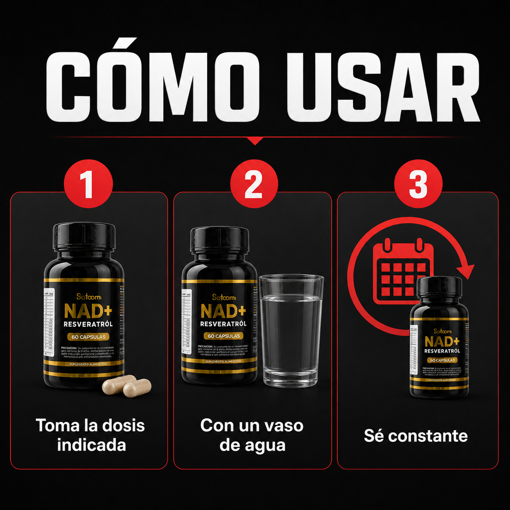 Resveratrol + NAD+ Satoomi · 60 Cápsulas – cómo usar