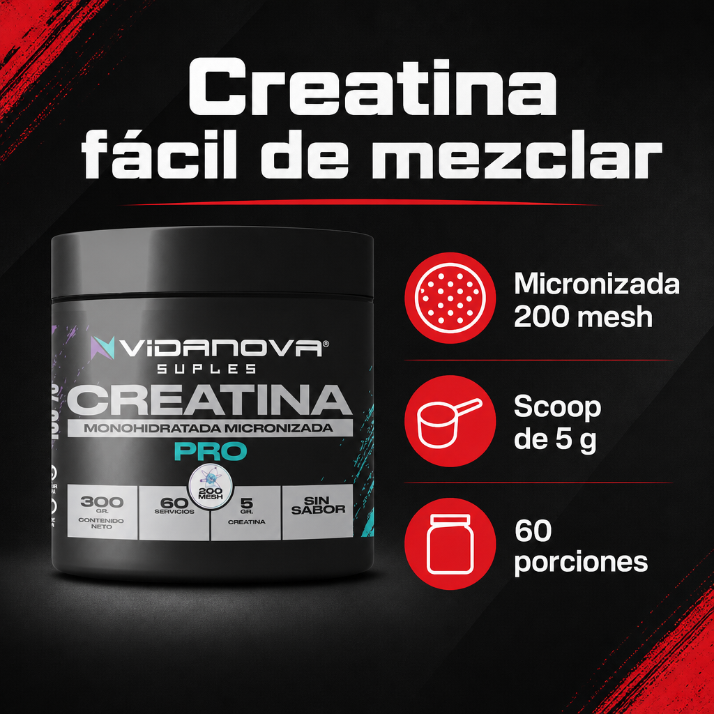 Creatina Monohidratada Micronizada 300 g · 60 Porciones – beneficios