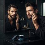 Crema facial para hombre con ácido hialurónico en uso